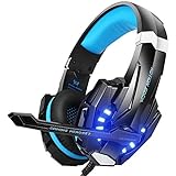 BENGOO G9000 Stereo Gaming Headset for PS4, PC, Xbox One Controller, Noise Cancelling Over Ear Headphones with Mic, LED Light, Bass Surround, Soft Memory Earmuffs for Laptop Mac Nintendo Switch Games