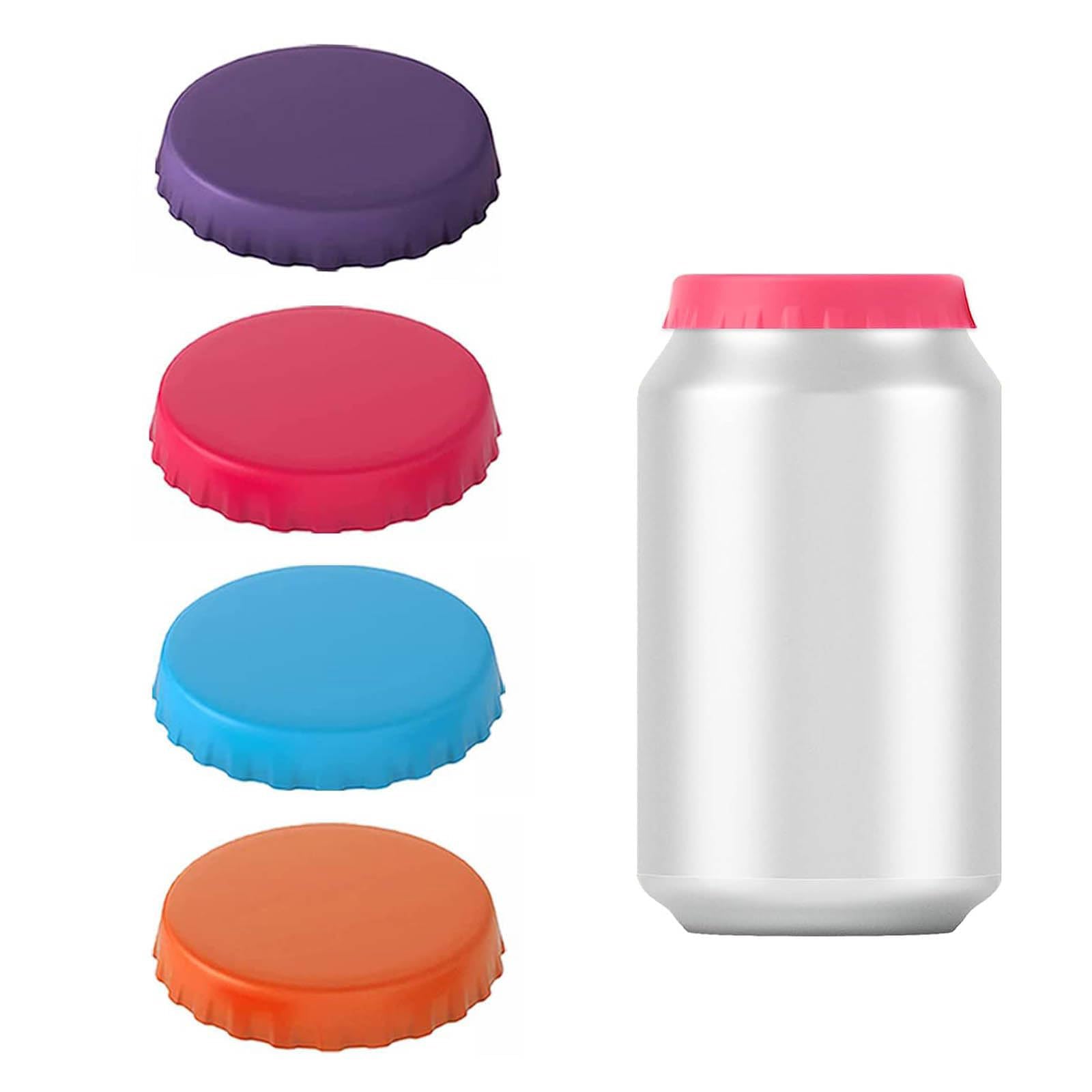 4 PCS Silicone Beverage Can Lids, Leak-Proof & Dust-Resistant Can Covers, Multi-Coloured Drinks Can Protection, Reusable Silicone Can Lids for Drinks Bottle Caps for Beer, Wine, Soda