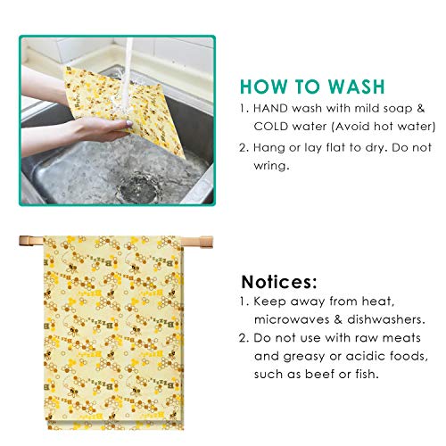 Alcoon Beeswax Food Wraps 1 Meter Roll 13 x 39 Inch Reusable Beeswax Wraps Eco-Friendly Sustainable Food Storage Wraps for Sandwich, Cheese, Fruit, Bread, Snacks (Bee Pattern) - Thumbnail 3