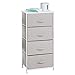 mDesign Tall Dresser Storage Tower Stand with 4 Removable Fabric Drawers - Steel Frame, Wood Top Organizer for Bedroom, Entryway, Closet - Spira Collection - Taupe/Natural/Tan