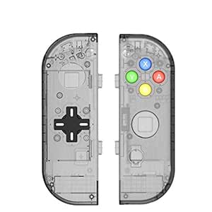 BASSTOP Translucent NS Joycon Handheld Controller Housing with D-Pad Button DIY Replacement Shell Case for Nintendo Switch Joy-Con (L/R) Without Electronics (Joycon D-Pad-Smoke Black)