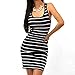 Jushye Women's Mini Dress, Ladies Bandage Bodycon Sleeveless Evening Party Short Striped Slim Dress (L, Black)