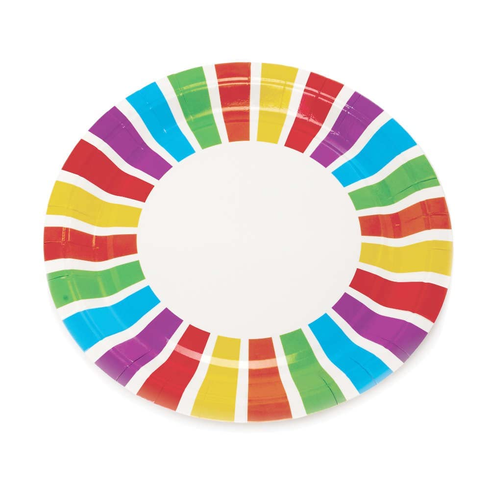 Baker Ross FC994 Rainbow Party Plates - Pack of 10, Kids Plates, Birthday Party Plates, Paper Plates, Rainbow Party Plates, 23 centimeters