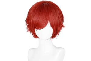 LABEAUTÉ Max Beauty Unisex Red Wig, Anime Short Cosplay Wigs With Bangs Heat Resistant Hair for Party and Halloween for Gift + Free Cap