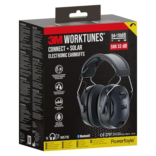 3M WorkTunes Connect & Solar Noise Cancelling Headphones with Bluetooth 90573E-1