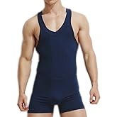 Livingly Light Men's Cotton Tank top One Piece Wrestling Singlet Bodysuit Leotard Underwear
