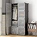 KOUSI Portable Closet Clothes Wardrobe Bedroom Armoire Storage Organizer with Doors, Capacious & Sturdy, Black (5 Cubes&1 Hanging Section)