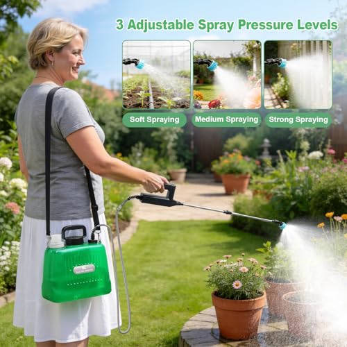 SideKing 8L Electric Sprayer Garden Sprayer 3 Speed Adjustable Handle 4 Nozzles Telescopic Lance Battery Sprayer for Weeding Lawn Driveway - Transparent Green
