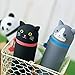 LIHIT LAB Kawaii Japanese Black Cat Stand Up Pencil Case For School Office College, Cute School Supplies, Animal Pen Holder Pouch Holder Teen Girls Artists, Travel Cosmetics Storage (A7712-3)