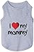Parisian Pet Unisex Dog T-Shirt with Embroidered 'I Love My Mommy' Words - 100% Cotton, I Love My Mom Shirt - Sleeveless Pet Vest - Grey Dog Shirts for Large Dogs, XL