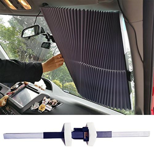 Relanson Universal Fit Retractable Auto Windshield Sunshade Easy to Use Sun Shade(Standard/25.6"x66.9")