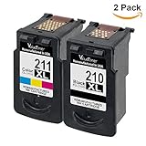 Valuetoner Remanufactured Ink Cartridge Replacement for Canon 210XL 211XL 2973B001 2975B001 (1 Black, 1 Color) 2 Pack For PIXMA IP2700 MP240 MP250 MP270 MP280 MP460 MP490 MX320 MX330 MX340 MX420