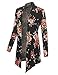 BH B.I.L.Y USA Women's Open Front Drape Hem Light Weight Cardigan Floral Printed Black 1 XXX-Large