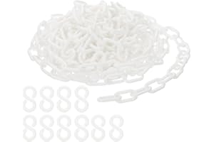 PATIKIL Plastic Chain Links, 30 Feet Safety Chains, White Plastic Chains for Barriers, Crowd Control, Queue Lines, Parking, Fences, Gate, Concerts, and Decoration
