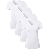 Sugar Sunday Cotton V Neck T Shirts for Women Short Sleeve Tshirt Basic Tees Vneck Tshirts Womens Tops Undershirt Multipack