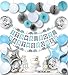 RainMeadow Premium Baby Shower Decorations for Boys Kit | It's A BOY | Garland Bunting Banner, Paper Lanterns, Honeycomb Balls | Tissue Paper Fans | Blue Grey White | Elephant Style primary