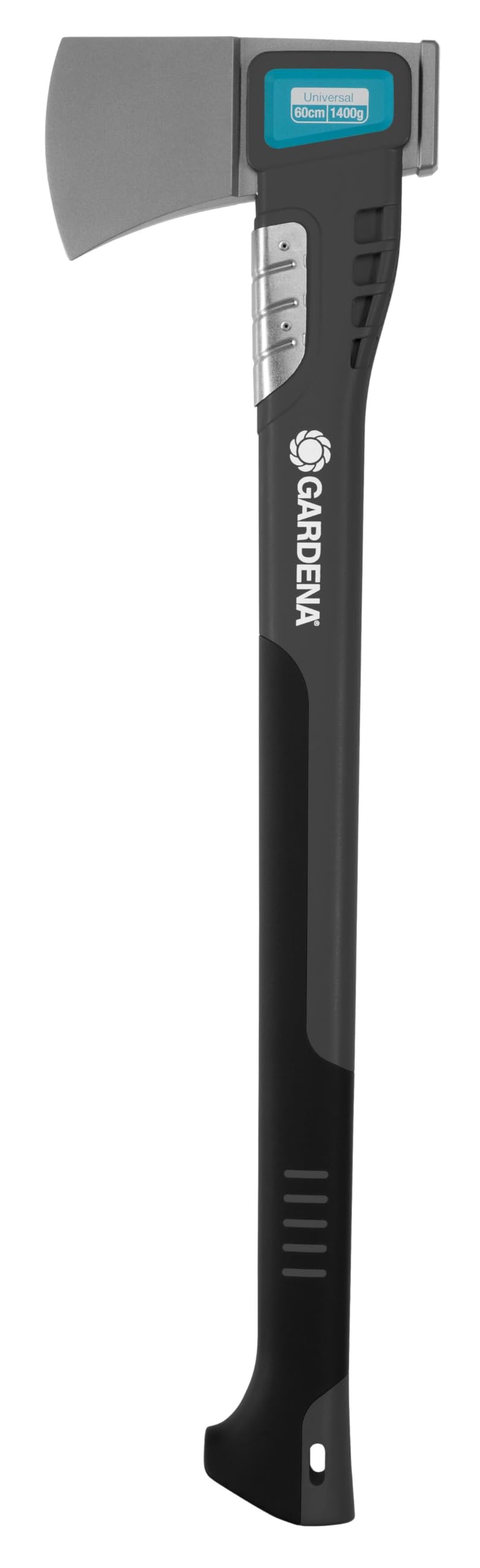 Gardena Universal Axe 1400 A, Versatile Axe for Various Wood Work, Non-stick Coating, Impact Protection, Hammer Function, 60 cm (8716-48), 08716-48