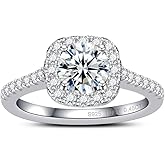 Yizone Halo Moissanite Engagement Rings for Women Halo Rings for Women Wedding Promise Ring 1.45CT D Color VVS1 Clarity Round Cut Moissanite Ring in Sterling Silver Plated with 18K White Gold
