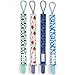 Premium Quality Baby Pacifier Clip (4 Pack) for Boys and Girls! . Fun and Cute ,Extra Safe, Double-sided Baby Pacifier Leash Designs.