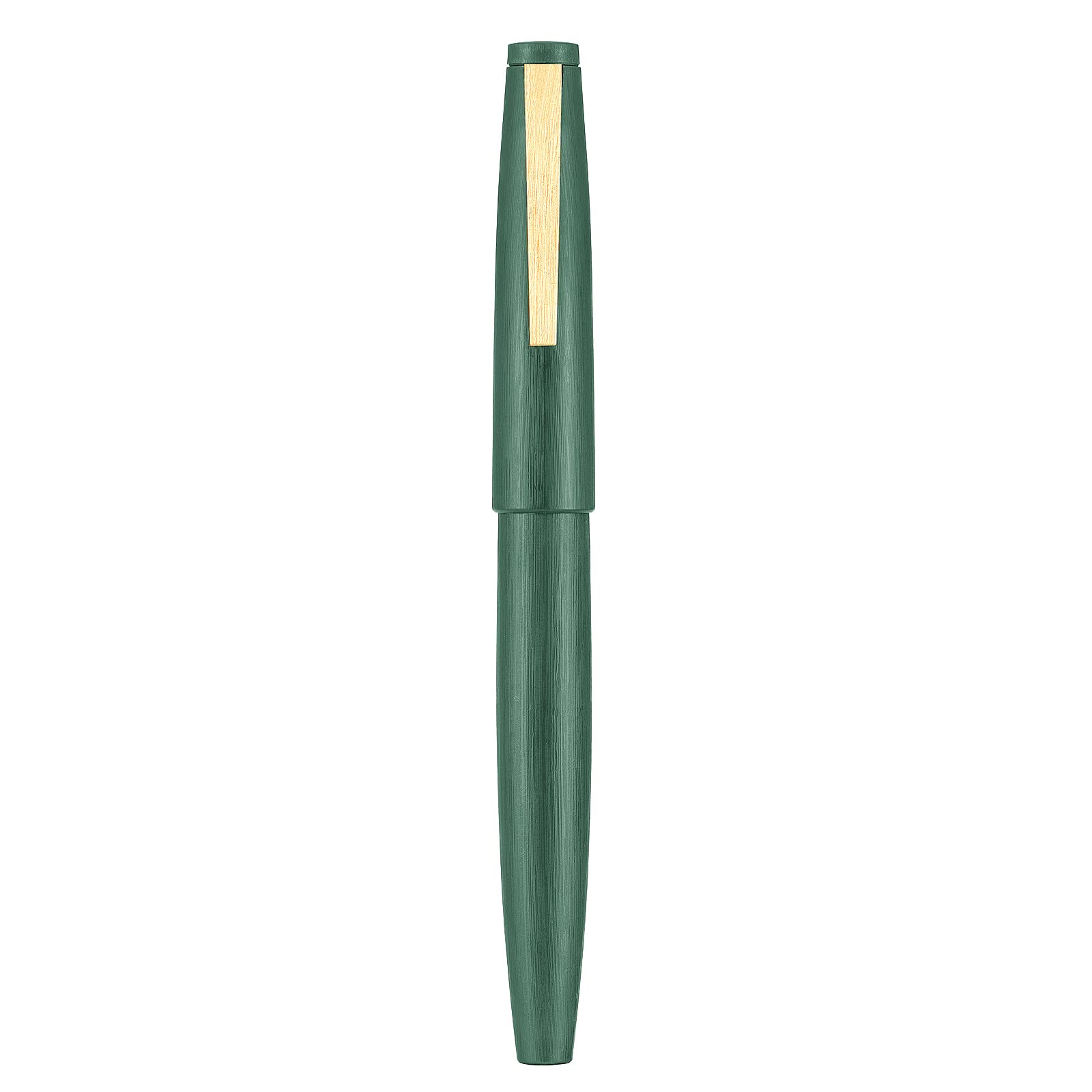 Jinhao 80 Green Fiber Brushed Fountain Pen, Fine Nib with Converter and Small Pen Bag Set (Golden Clip)