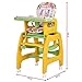 Costzon Baby High Chair, 3 in 1 Convertible Play Table Set, Booster Rocking Seat with Removable Feeding Tray, 5-Point Harness, Lockable Wheels (Yellow)