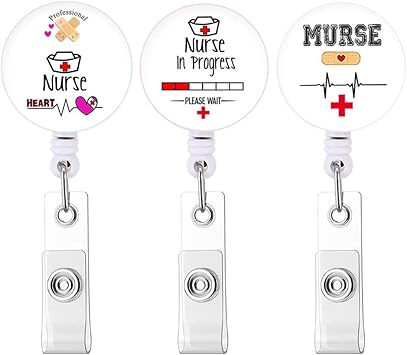 Amazon Com Retractable Badge Holder Id Card Holder Nurse Badge Reel Decorative Badge Holder Decorative Badge Holder Carabiner Reel Nurse 3pack Office Products