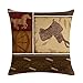 geinne 4pack Cowboy Style Throw Pillow Case Vintage Western Cowboys Riding Horses Theme Decorative Square Cotton Linen Cushion Cover for 18 X 18 Inch Pillow Inserts (Cowboy-2)