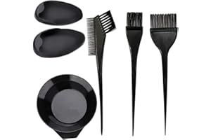 Jindizi 5pcs Hair Color Brush and Bowl Set, Hair Dye Brush Set Kit for Salon and Home Use, 3 Sizes, Black