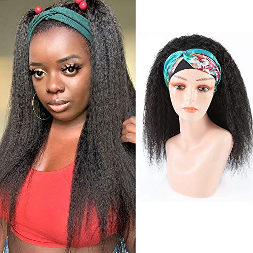Kinky-Straight-Handband-Wigs-Italian-Yaki-Glueless-None-Lace-Front-Human-Hair-Wigs-for-Black-Women-Machine-Made-Wigs-150-Density-Natural-Color-16-inch-Handband-Kinky-Straight-Wigs