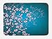 Ambesonne Japanese Bath Mat, Spring Season Sakura Flower Bloom Design Marine Toned Ombre Background, Plush Bathroom Decor Mat with Non Slip Backing, 30.2