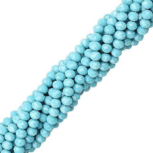 8mm Assorted Crystal Beads Faced Glass Beads Crystal Rondelle Bead,70pcs (Sky blue)