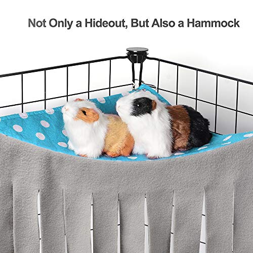 Guinea Pig Hideout Hideaway, Corner Fleece Small Animal Hideout Hide Out for Guinea Pig Chinchilla Rabbit Bunny Rat Hedgehog Squirrel Ferret and Other Small Pet House Hut Nest Toy Cage Accessories