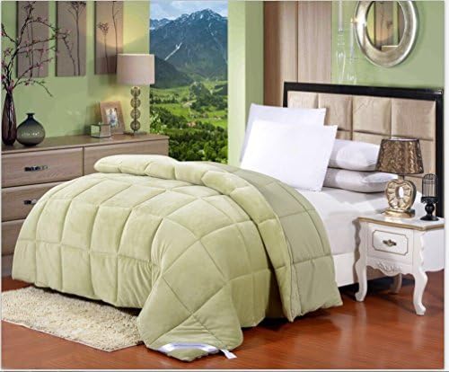 Flannel Goose Down Alternative Comforter , Reversible, Siliconized 7D over-Filled Fiber, Hypoallergenic, Duvet Insert, Barrier on Dust Mites and Allergens ,Twin, 86"Hx68"W