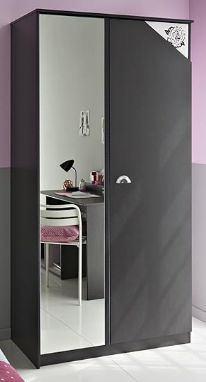 Expendio Tadeo 5 Dark Grey Pink Wardrobe 2 Door Cabinet Wardrobe