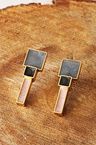 Christmas sale - Gold Geometric earrings,3D Resin earrings,long gold ,Big earrings,gold plated ,colorful earings