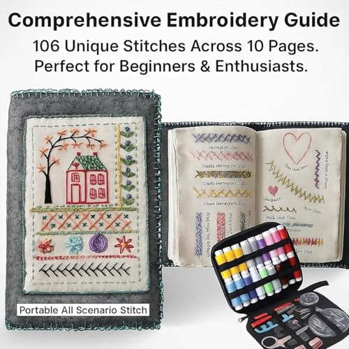 YOOJ® DIY Embroidery Stitch Book Kit, Portable Embroidery Stitch Books & Sewing Kit, Sewing Practice Book for DIY and Sew Enthusiast