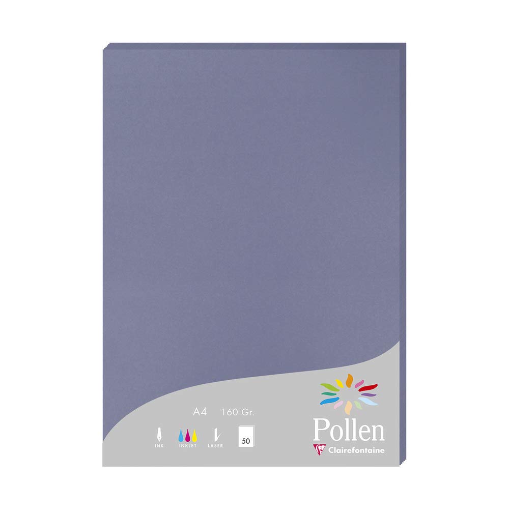 Clairefontaine 14219C Wallet of 50 Sheets Format A4 (21x29,7cm) 160gsm Forget-me-not colour Invitation Paper Events Correspondence Pollen range Premium Paper
