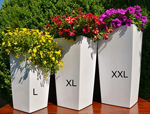 MELTOM Blumenkübel Set 3 Größen Weiß Hochglanz Eckig Pflanzkübel Blumentopf Top – Bild 3