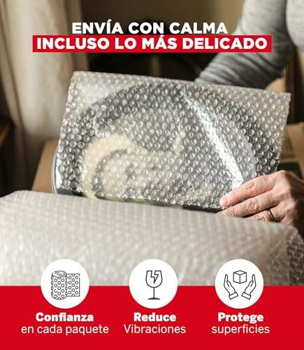 YUREX Papel Burbuja 30 cm x 10 m Poliburbuja para Empaque y Embalaje Seguro Protege Objetos Frágiles en Mudanzas y Almacenaje Amortigua Golpes Reduce Vibraciones y Cuida Superficies sin Dejar Marcas