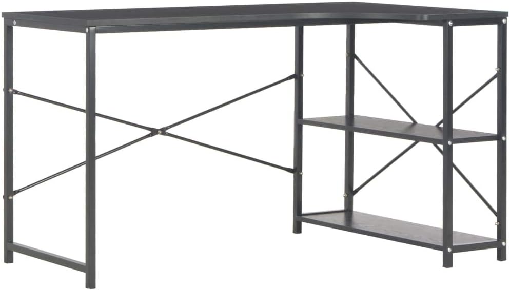 vidaXL Computer Desk L-shaped Home Office Bedroom Laptop PC Corner Study Table Writing Desk Workstation Furniture Writing Table Black