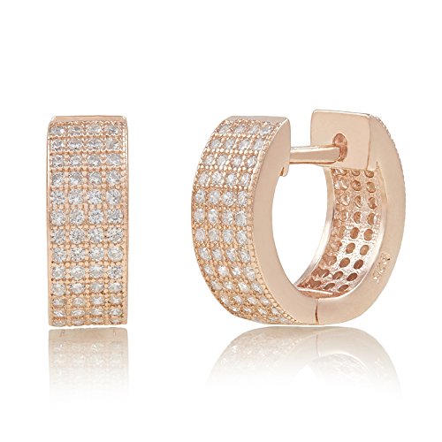 Spoil Cupid Rose Gold-Plated Sterling Silver Pave Cubic Zirconia Huggie Hoop Earrings