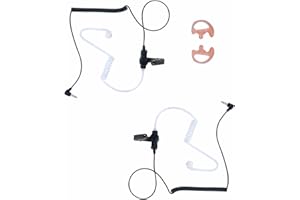 KEYBLU Surveillance Kit Acoustic Tube Listen-only Police Earpiece for Law Enforcement with 1 Pair Flesh Medium earmold for 2 Way Radio (3.5MM 2 PCS)
