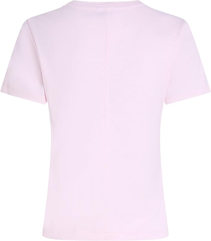 T-Shirt Manches Courtes Femme Slim avec Col Ras-du-Cou, Rose (Light Pink), S — photo 6 sur 6