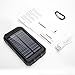 Titita Solar Charger, 10000mAh Solar Phone Charger, Waterproof/Shockproof/Dustproof Solar Power Bank Dual USB Battery Bank with 2 LED Light Carabiner for Emergency Travelling Camping, iPhone, Android