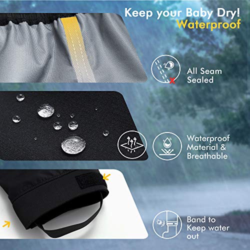 HAPIU Kids Rain Pants,Toddler Waterproof Pants,Black,2T