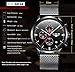 Fashion Casual Luxury Brand Mens Analog Quartz Watch Date Steel Mesh Strap Thin Dial Clock (Black)
