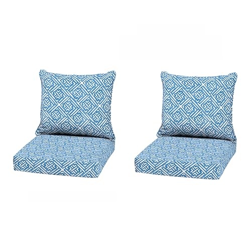 Arden Outdoor Deep Seat Cushion Set, 2-Pack, 22x24, Amalfi Blue Tile