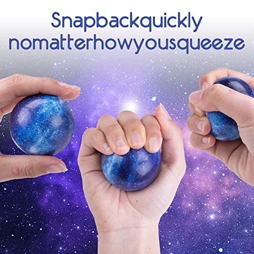 AMOR PRESENT 12PCS Galaxy Stress Balls, Foam Stress Balls 2 inch Space Theme Stress Balls for Stress Relief Outer Space Astronaut Party Class Reward