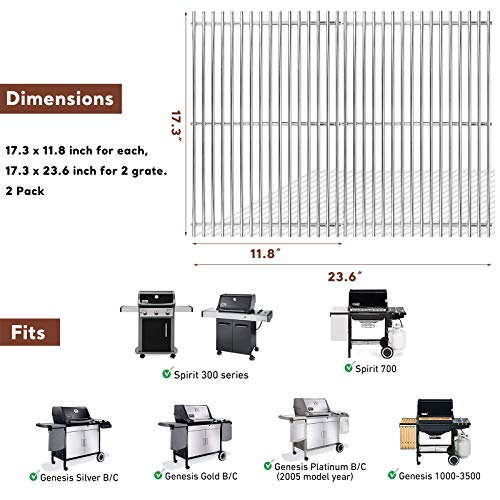 Uniflasy 7639 7638 Inch Cooking Grates for Weber Spirit and