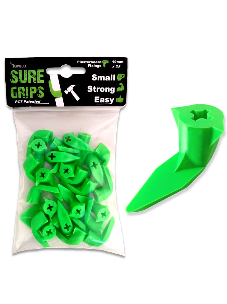 SureGrips Easy Universal Heavy Duty Plasterboard Fixings Plug, Dry Wall Hollow Wall and Ceiling Anchor Fixing for Standard Screws, TV Brackets, Shelving Brackets, Coat Hooks, Curtain Poles etc - 25pk